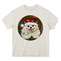 Cream Christmas pomeranian Heavy Core Tee - RanaPortraitStore