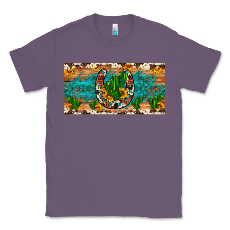 Cactus Sunflower Horseshoe License Plate Classic Tee by Artiststas | Teevron