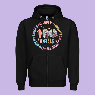 100 Days Of School Zipper Hoodie Designed By Maliassmallbusiness