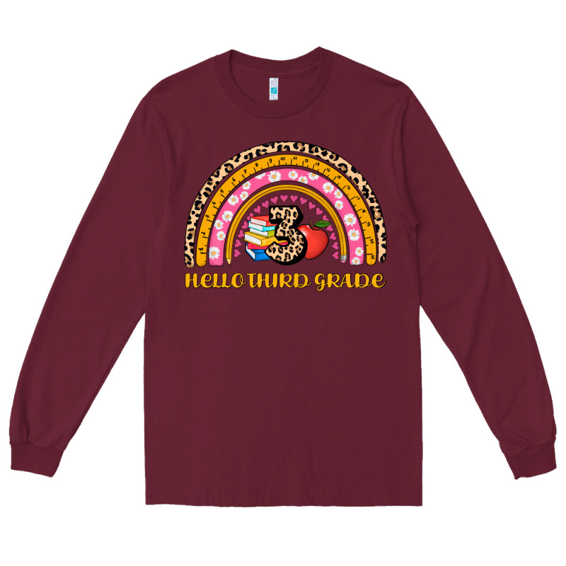 Back To School Rainbow Hello Third Grade Long Sleeve Tee by AdoDesignShop | Teevron