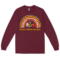 Burgundy back to school rainbow hello third grade Long Sleeve Tee - AdoDesignShop