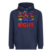Navy Love İs a Human Right Heavyweight Hoodie - BundleAndBundleShop