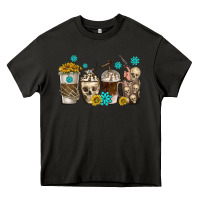 Asphalt coffee cups bull skull with gemstones Heavy Core Tee - texasbilliewilder