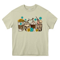 Mossy coffee cups bull skull with gemstones Heavy Core Tee - texasbilliewilder
