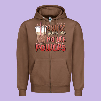 Coffee Gives Me Mother Powers Zipper Hoodie Designed By Maliassmallbusiness