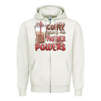 Oatmeal Heather coffee gives me mother powers Zipper Hoodie - MaliasSmallBusiness