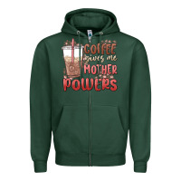 Sports Green coffee gives me mother powers Zipper Hoodie - MaliasSmallBusiness