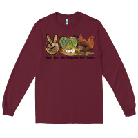 Burgundy Peace Love New Hampshire Red Chicken Long Sleeve Tee - LillyAllenDesigns