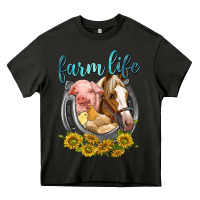Asphalt chicken pig horse farm life Heavy Core Tee - texasbilliewilder