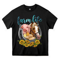 Black chicken pig horse farm life Heavy Core Tee - texasbilliewilder
