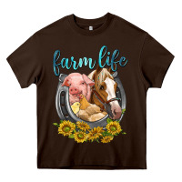 Chocolate Brown chicken pig horse farm life Heavy Core Tee - texasbilliewilder