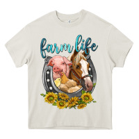 Cream chicken pig horse farm life Heavy Core Tee - texasbilliewilder
