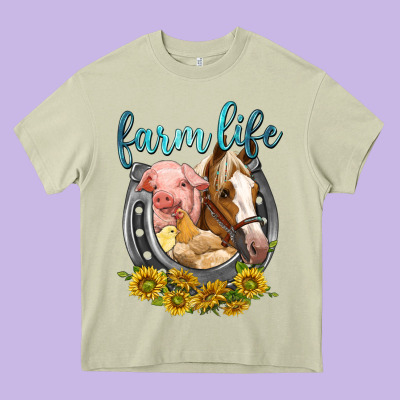Chicken Pig Horse Farm Life Heavy Core Tee Designed By Texasbilliewilder
