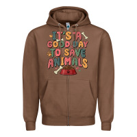 Chestnut it's a good day to save animals Zipper Hoodie - MaliasSmallBusiness