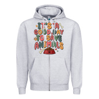 Heather Grey it's a good day to save animals Zipper Hoodie - MaliasSmallBusiness