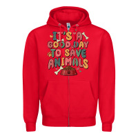 Red it's a good day to save animals Zipper Hoodie - MaliasSmallBusiness