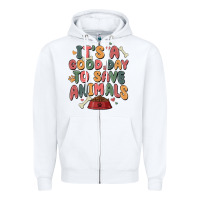 White it's a good day to save animals Zipper Hoodie - MaliasSmallBusiness