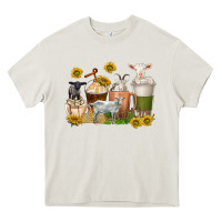 Cream coffee cups goats Heavy Core Tee - texasbilliewilder
