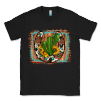 Black cactus sunflower cowhide horseshoe  background Classic Tee - Artiststas