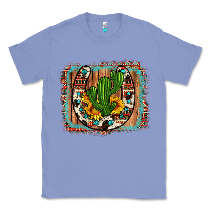 Cactus Sunflower Cowhide Horseshoe  Background Classic Tee by Artiststas | Teevron