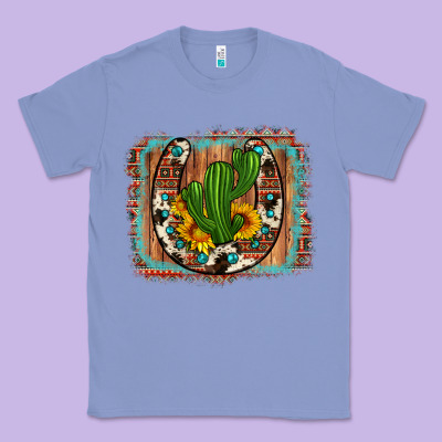 Cactus Sunflower Cowhide Horseshoe  Background Classic Tee Designed By Artiststas