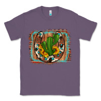 Lavender cactus sunflower cowhide horseshoe  background Classic Tee - Artiststas