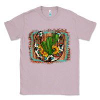 Lilac cactus sunflower cowhide horseshoe  background Classic Tee - Artiststas