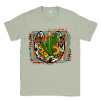 Matcha cactus sunflower cowhide horseshoe  background Classic Tee - Artiststas