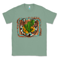 Sage cactus sunflower cowhide horseshoe  background Classic Tee - Artiststas