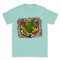 Seafoam cactus sunflower cowhide horseshoe  background Classic Tee - Artiststas