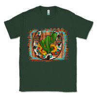 Sports Green cactus sunflower cowhide horseshoe  background Classic Tee - Artiststas