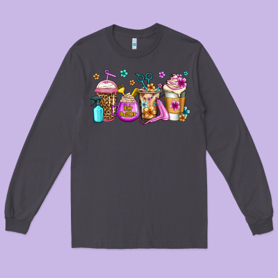 Hair Hustler Coffee Long Sleeve Tee Designed By Jasminsmagicworld