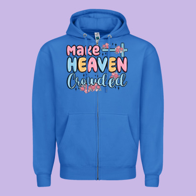 Make Heaven Crowded Zipper Hoodie Designed By Maliassmallbusiness