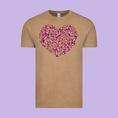 Breast Cancer Ribbon Heart Vintage Tee Designed By Adodesignshop