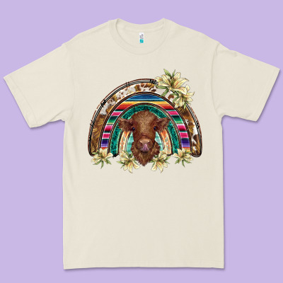 Scottish Calf Rainbow Premium Tee Designed By Barkaloodesign