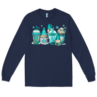 Navy winter christmas gnomes coffee cups Long Sleeve Tee - Jasminsmagicworld