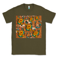 Army Green sunflower turquoise leopard cowhide horseshoe Classic Tee - Artiststas