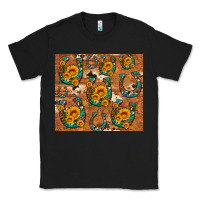 Black sunflower turquoise leopard cowhide horseshoe Classic Tee - Artiststas