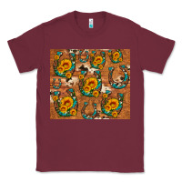 Burgundy sunflower turquoise leopard cowhide horseshoe Classic Tee - Artiststas