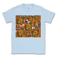 Dusty Blue sunflower turquoise leopard cowhide horseshoe Classic Tee - Artiststas