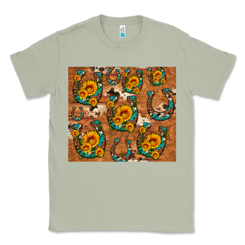 Sunflower Turquoise Leopard Cowhide Horseshoe Classic Tee by Artiststas | Teevron