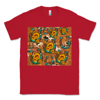 Red sunflower turquoise leopard cowhide horseshoe Classic Tee - Artiststas