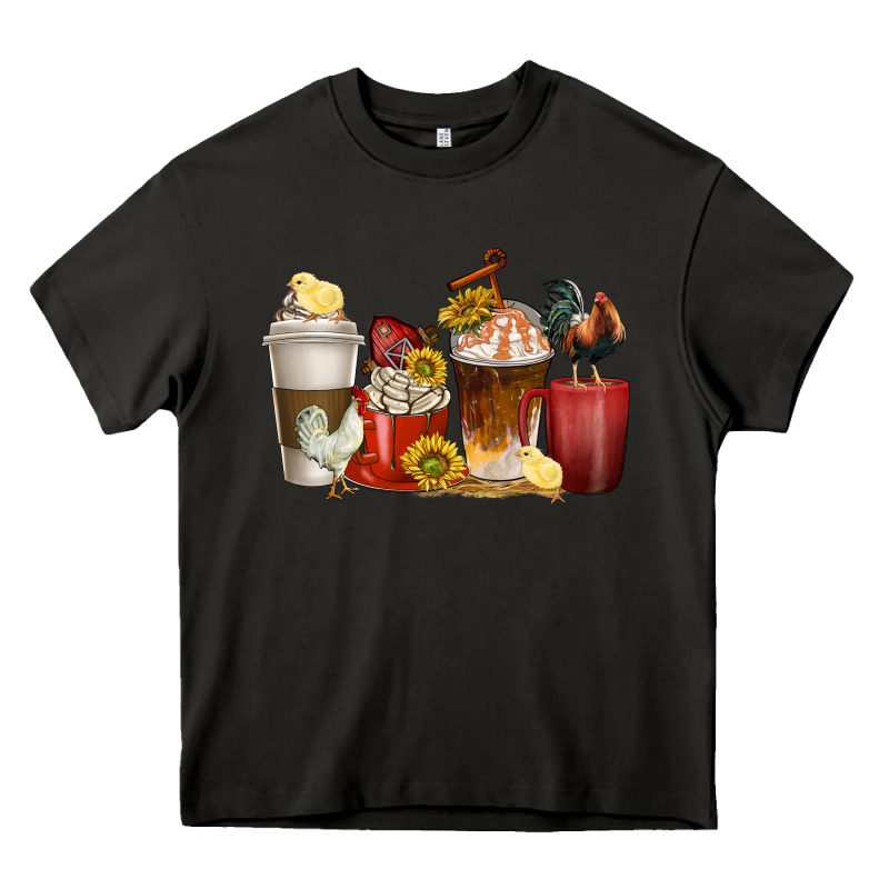 Coffee Cups Rooster Heavy Core Tee by texasbilliewilder | Teevron