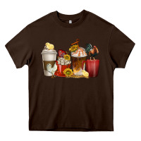 Chocolate Brown coffee cups rooster Heavy Core Tee - texasbilliewilder