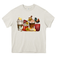 Cream coffee cups rooster Heavy Core Tee - texasbilliewilder