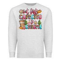 Oatmeal Heather but first cafecito y chisme Premium Sweatshirt - LillyAllenDesigns