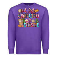 Purple but first cafecito y chisme Premium Sweatshirt - LillyAllenDesigns