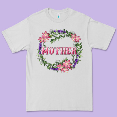 Premium Tee Mother With Floral Wreath