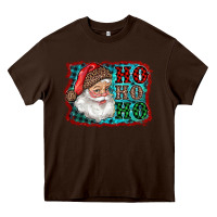 Chocolate Brown Santa Ho Ho Ho Heavy Core Tee - RanaPortraitStore