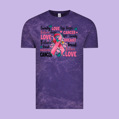 Breast Cancer Ribbons With Cancer Words Vintage Tee Designed By Adodesignshop